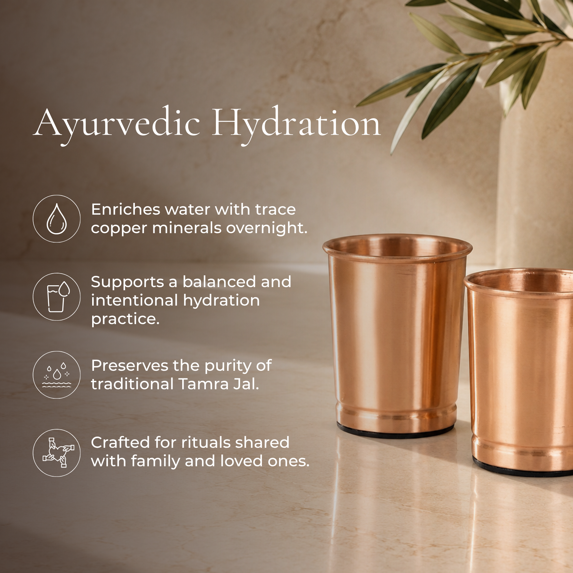 100% Pure Copper Cups - Seamless