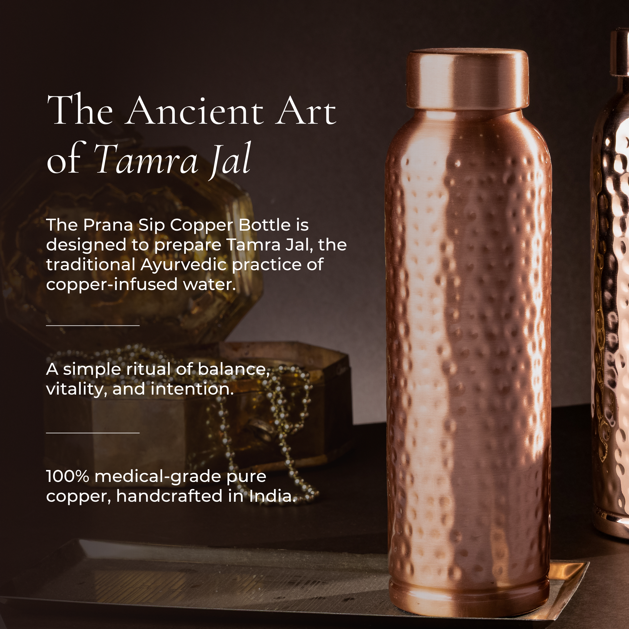 100% Pure Copper Bottle - Hammered