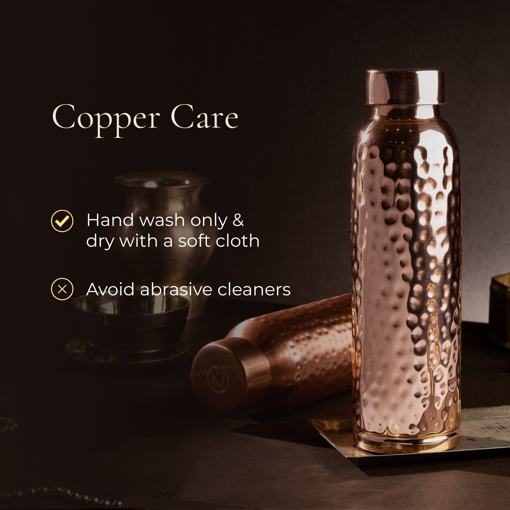 100% Pure Copper Bottle - Hammered