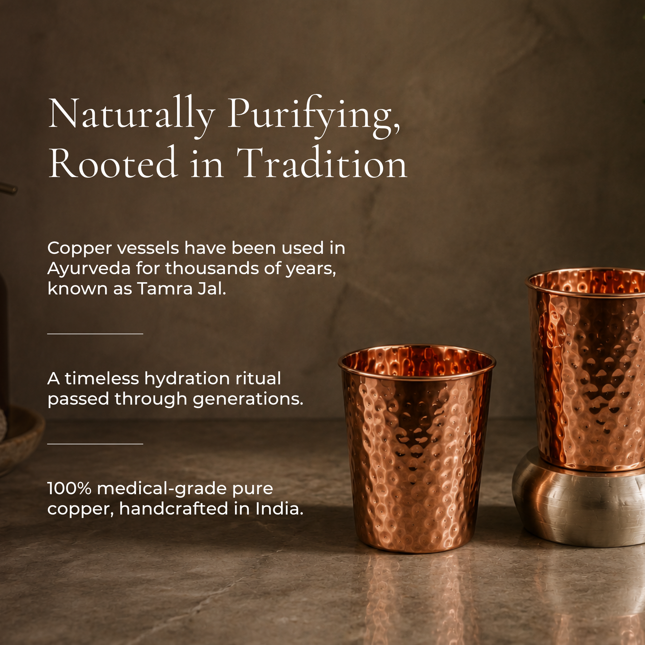 100% Pure Copper Cups - Hammered
