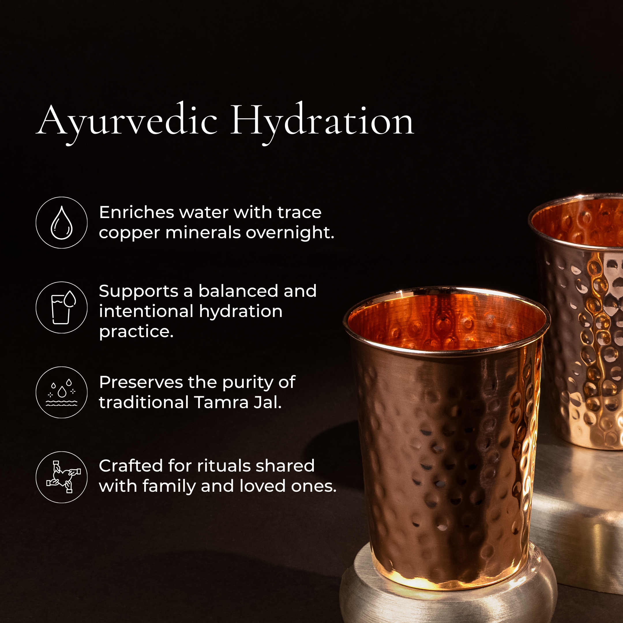 100% Pure Copper Cups - Hammered