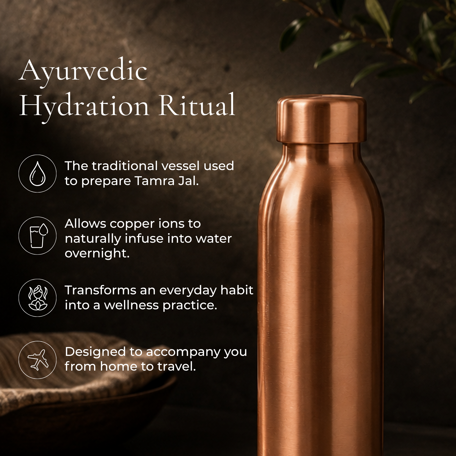 100% Pure Copper Bottle - Seamless