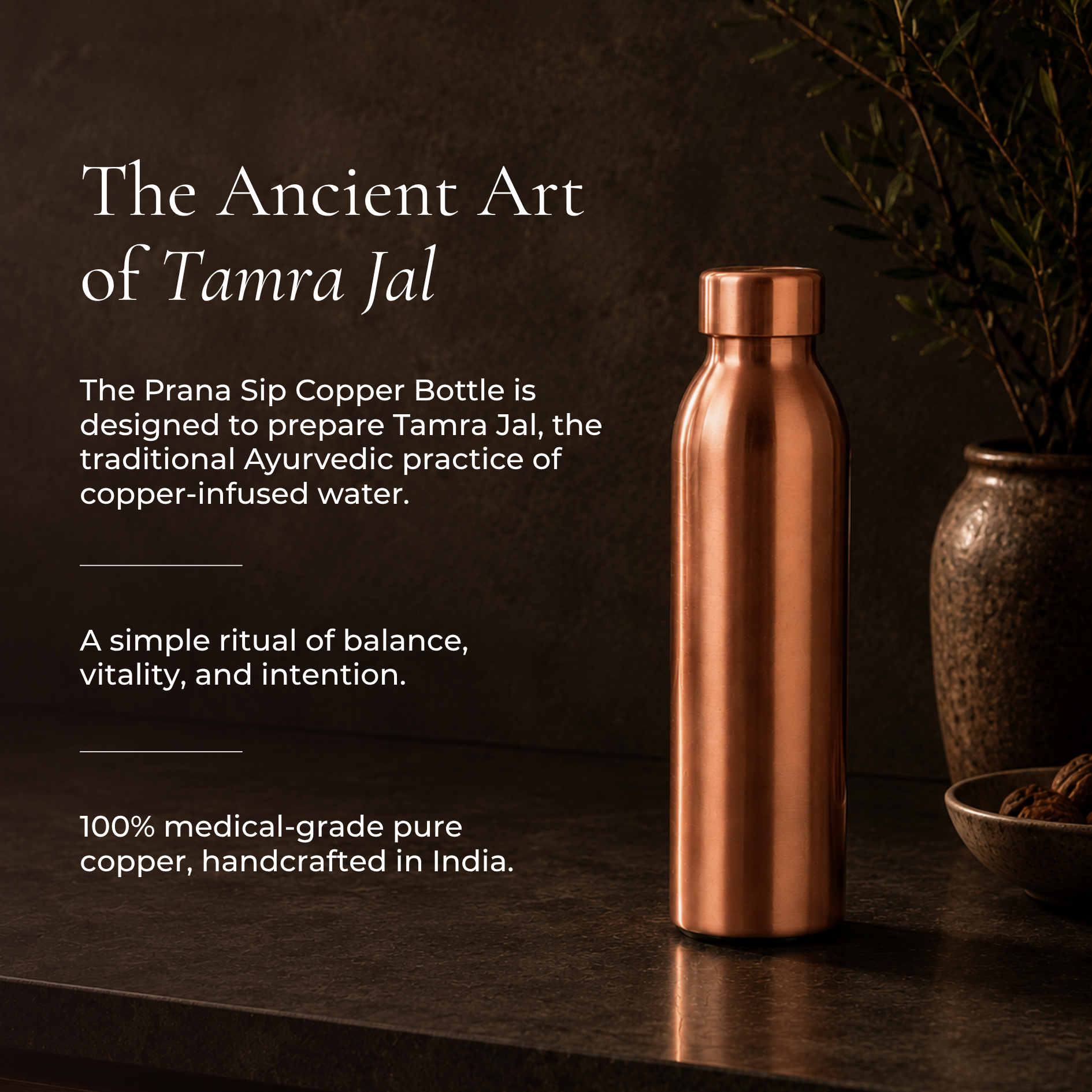 100% Pure Copper Bottle - Seamless